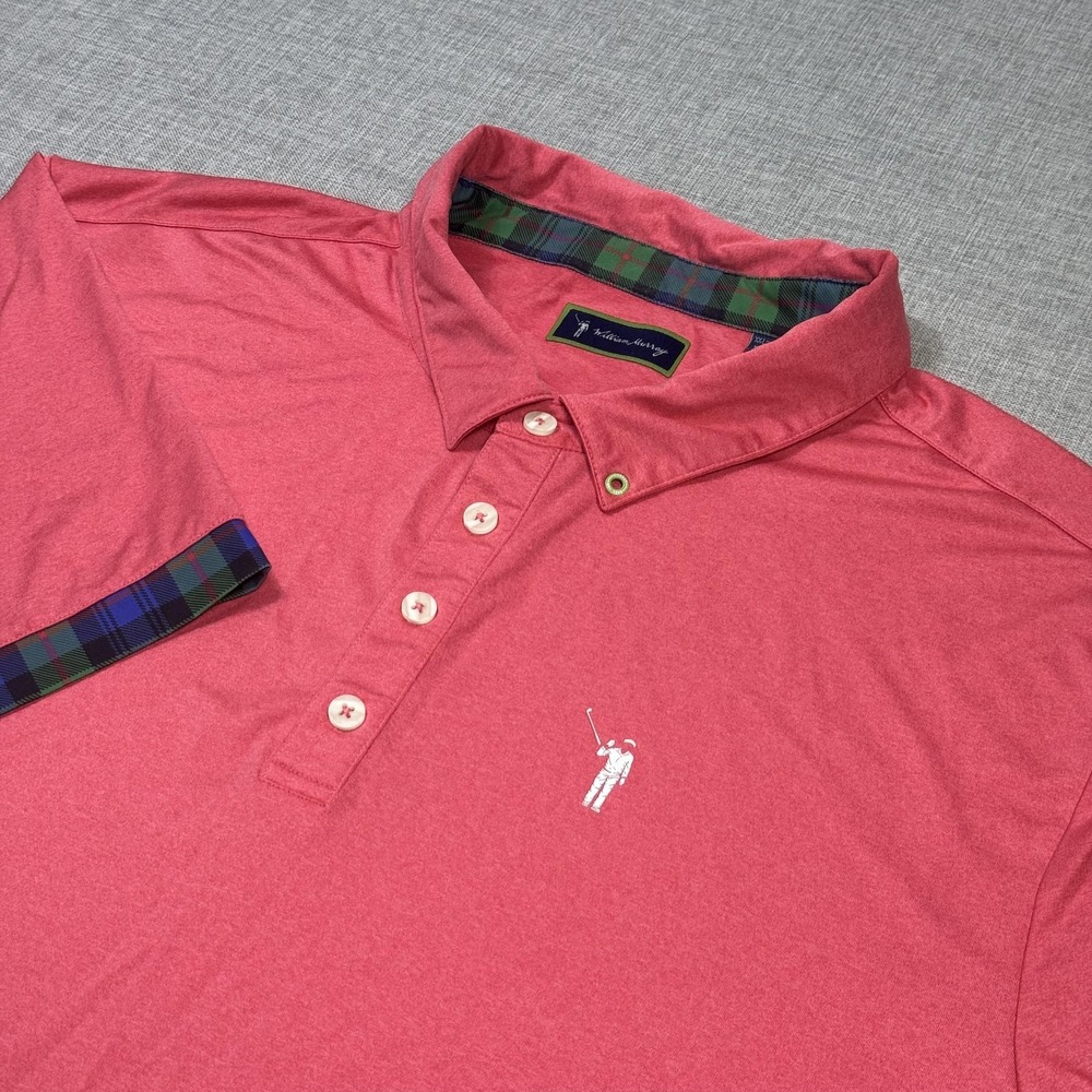 William Murray Polo Shirt Mens 2XL Pink Short Sleeve Golf Performance Jersey